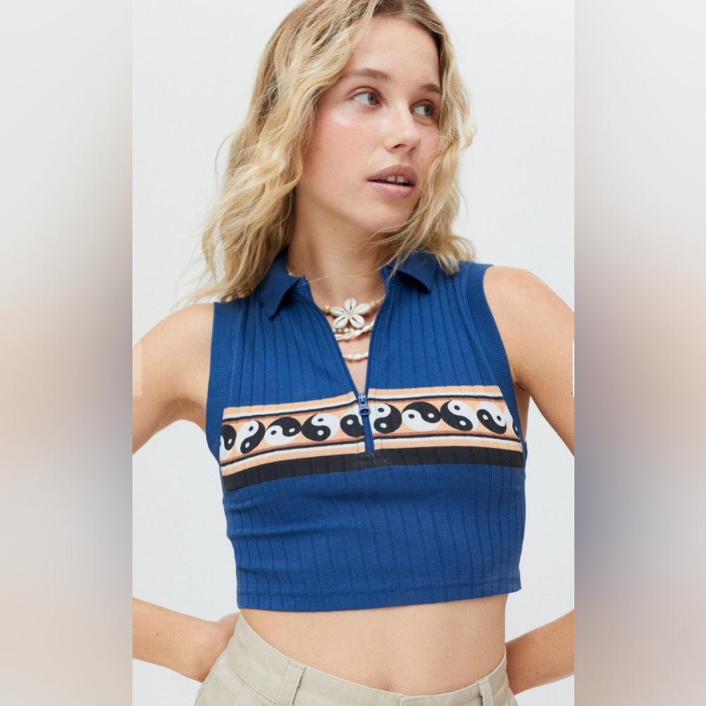 NWT Urban Outfitters Jude Cropped BDG Polo Top Women Size LG